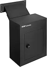 VEVOR Through The Wall Drop Box, Heavy Duty Steel Through The Wall Mailbox with 2.8-7.9" 13" Combination Lock, 13x7x17 Mail Drop Box, Black
