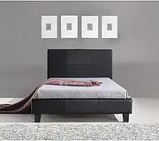 King Single PU Leather Bed Frame and Headboard - 206cm x 115cm Black