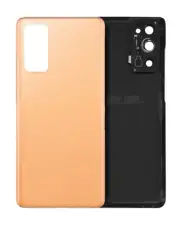 Back Cover Glass With Camera Lens Compatible For Samsung Galaxy S20 FE (Orange)
