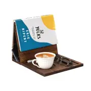 Wooden Book Holder Stand for Page Rest Nook Reading Valet with Coffee Mug Cup...