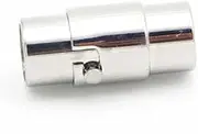 [SNSHUN] OP 2pcs/lot Silver Stainless Steel Strong Magnetic Clasp Fit 2 3 4 5 6mm Round Leather Cord Bracelet Jewelry Magnetic Screw Clasps T111 (Color : Silver, Size : Inner Hole 2mm)