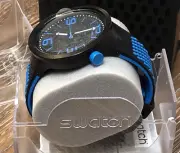 NIB Swatch BIG BOLD Watch - New In Box - Quartz - BLACK & ROYAL BLUE