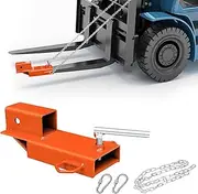 UTVJATV Forklift Trailer Hitch Attachment, 2 Inch Hitch Receiver Pallet Fork Trailer Towing Adapter with Safety Chain,1PC(Orange)