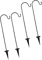 Toddmomy 4pcs Solar Garden Shepherds Hooks for Outdoor Plant Hangers Decorative Stakes for Lanterns Bird Feeders and Flower Baskets Sturdy Easy to Install Rustic Style