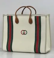 Gucci White Canvas/Leather GG Interlocking Top Handle Tote Bag