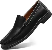 [LUODENGLANG] Men’s Loafers Casual Leather Slip-On Oxfords Driving Shoes Dress Soft Comfortable & Light-Weight Black