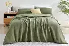 Brosa Vintage Wash Waterford Waffle Quilt Cover Set (Oiled Green Marle, Double)