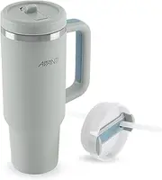 Avanti HYDROquench Stainless Steel Insulated Water Quencher, Tumbler 1 Litre with Handle & Straw - Leak Proof(Sipper lid only), BPA Free, Dual Lid, 24hr Cold Retention, Grey Mist