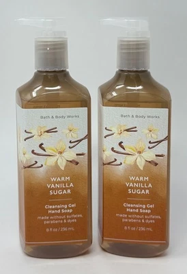 2 NEW BATH & BODY WORKS WARM VANILLA SUGAR CLEANSING GEL HAND SOAP WASH PUMP 8OZ
