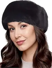 [CAKURE] Faux Fur Headband Elastic Women Winter Ear Warmer(Black)
