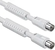 Antenna Cable with Ferrite Sheathed Current Filter 1.5 m 2X Shielded Coaxial Plug > Coaxial Socket (Fully Shielded) Coaxial White St-Ku with FE 85 dB