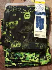 Faded Glory Boys Micro Fleece Video Game Black/Green Pattern 2 Pack Sleep Pants