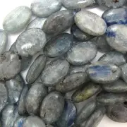 20mm blue kyanite flat oval beads 16" strand