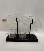 9 Oz Revolver Gun Whiskey Decanter Glass Set with 2 Oz Glasses Kollea WG002