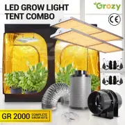 2x GROZY GR 2000W LED Light 200x100x200cm Grow Tent 6" Fan Ventilation Kit Combo