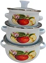 WeiLaiKeQi 3-Piece Enamel Cookware Set with Lids for Bean and Soup Preparation, C