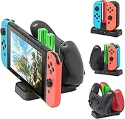 Controller Charger for Switch, Charging Dock Stand Station for Switch Joy-cns and Pro Controller with Charging Indicator and Type C Charging Cable