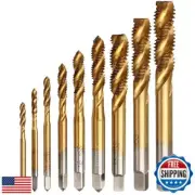 Yakamoz 9pcs Machine Screw Tap Set Titanium Spiral Flute Drill Taps Metric M2