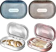 Kigley 4 Pcs Hair Tie Container Small Portable Travel Cotton Swab Holder Flosser Dispenser with Lid Plastic Box Storage Containers for Small Items, 3.94 x 2.76 Inch(Pink, Blue, White, Gray)