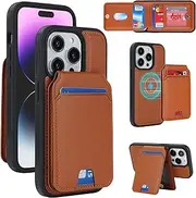 FROLAN for iPhone 14 Pro MagSafe Case Wireless Charging with Wallet Detachable Card Holder Premium PU Leather Magnetic Stand Kickstand Protective Phone Cover for iPhone 14 Pro 6.1" Brown