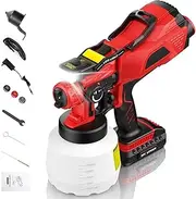 1200ml Cordless Paint Sprayer, Handheld HVLP Spray Paint with 3 Spray Patterns, Electric Paint Gun Battery Powered ith LED Light for Home Interior Exterior House Painting