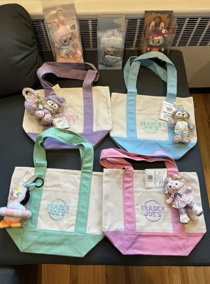 New With Tag Trader Joe’s Mini Pastel Canvas Tote Bag Set Of 4 Colors(BAG ONLY)