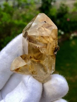 267 Ct Beautiful Golden Rutile Quartz Combine Brookite Crystal From Pakistan.