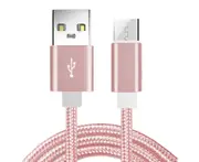 Copper Core Nylon Braided Cord High Strength Anti-winding Phone Data Cable Micro USB Interface 2A Fast Charging Cable for Android-Rose Gold 1M