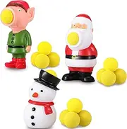 Sumind 3 Packs Christmas Toys Shooter Ball with 15 Shoot Foam Balls Christmas up to 20 Feet Santa Snowman Elf Ball Toys Christmas Stocking Stuffers for Kid (Elf, Santa Claus, Snowman)