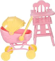 Realistic Mini Toy Baby Carriage Stroller for Dolls Compact Play Set High Chair Baby Doll Accessories