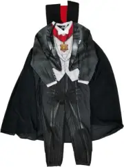 Briefly Stated Mens Dracula Vampire Costume Union Suit Fleece Pajamas & Cape Lg
