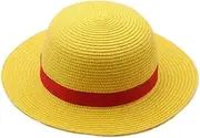 Yellow Cosplay Straw Cap Anime Luuffyy Flat Hats One Japanese Piece Cartoon Props Hat Boy Girl Beach Sun Hat, Yellow, One Size