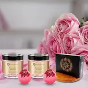 Aaranyam Romantic Rose Spa Gift Set - Handmade Bath Bombs - Luxurious Spa Hamper for Women - Great Gift Hamper for Birthday, Anniversary, Festivals, Party Return Gift - Home Spa Gift