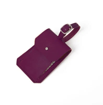 cow Leather travel luggage baggage ID name card tag case holder bag purple 840