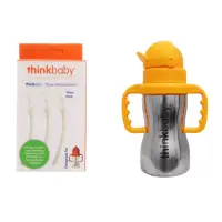 在飛比找蝦皮購物優惠-美國Thinkbaby 不鏽鋼水壺+3支吸管組 兒童水壺 吸