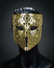 Gold Masquerade Mask Full Face Mask Bauta Party Mask