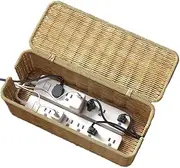 Rattan Cable Storage Box Organiser,Cable Organizer Box Rattan,Woven Cable Tidy Box,Rattan Cable Management Box,Wire Storage for Tv Wire,Computer,Router,USB Hub