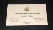 Rep Maxine Waters Original United States Congress California Business Card
