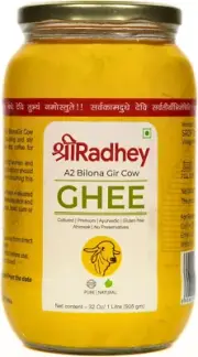 SHREE RADHEY A2 Bilona Gir Cow Ghee | 1 Litre | Traditional Bilona Method | Cult