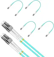 Lebrudos 5Pcs 0.3 Meter Multi-Mode Fiber Optic Patch Cord LC UPC to LC UPC Duplex, Fiber Cable Jumper OM3 50/125μm, 850nm/1300nm LSZH 3.0mm