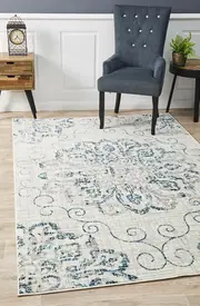 Rug Culture Blue & Ivory Soft Vintage Look Rug