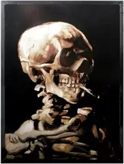 Ebros 10 Inch Van Gogh - Skeleton with Cigarette Wall Art Decoration