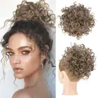 Afro Puff Drawstring Ponytail Wave Curly Hair Bun Hair Synthetic Short Extension