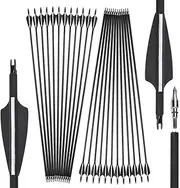 ZSHJGJR 30inch Archery Carbon Arrow Hunting Arrows with 100 Grain Removable Tips 500 Spine for Archery Compound & Recurve & Traditional Bow Target Practice Shooting 6/12Pack