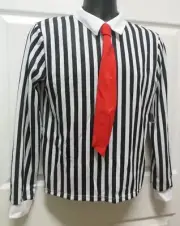 Mens Wolff Fording Dance Costume Striped shirt Black white Medium w/TIE zipper