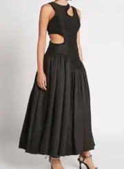 Aje Jolie Abstract Cut Out Black Midi Dress Size 12 AU/ 8 US BNWT RRP $595