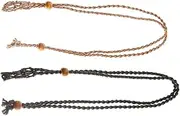 Tofficu 2Pcs Hand Woven Rope Decorative Necklace Holder with Natural Stone Agate Pendant Unique and Woven Design for Style Jewelry