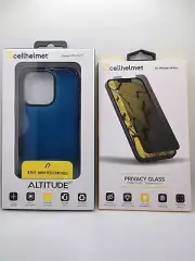 iPhone 14 Pro: Blue Cellhelmet Altitude X Case + Privacy Screen Protector