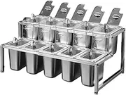 TT-YED Expandable Stainless Steel Spice Rack Set, 2-Layer Condiment Container with Transparent Lid, Removable Compartment Tray, Flip-Top Spice Box for Home And Restaurant,C