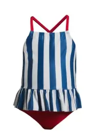 Wonder Nation Toddler Girl Red White Blue Cross-Back Tankini Swimsuit Size 18M